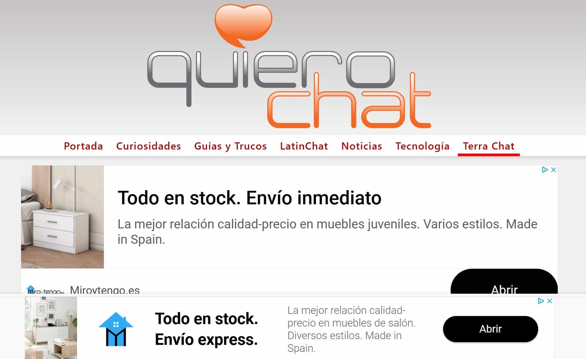 Captura del portal de chat quiero chat o quierochat.com